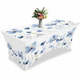 Aperturee - Aperturee Vintage Watercolor Blossom Flower Stretch Table Cover